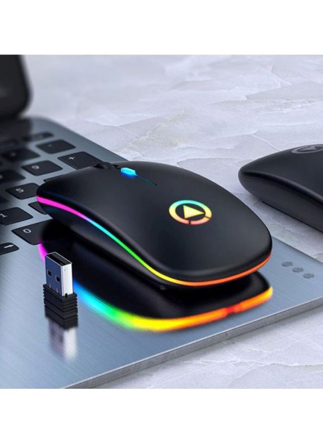 Beauenty Wireless Rechargeable Gaming Mouse With USB Receiver Black/Yellow/Blue - Image 2