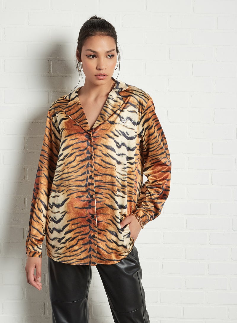 CRIMINAL DAMAGE - Printed Long Sleeve Shirt Tiger - Image 1