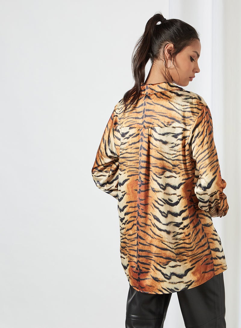 CRIMINAL DAMAGE - Printed Long Sleeve Shirt Tiger - Image 1