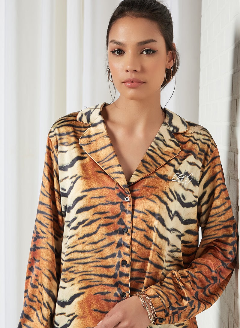 CRIMINAL DAMAGE - Printed Long Sleeve Shirt Tiger - Image 1