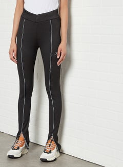 Front Stripe Pattern Leggings Black