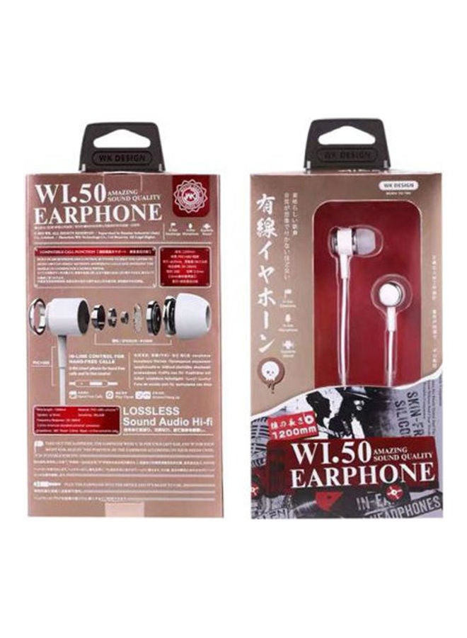 WK Design  Wired Earphones with Microphone White 
