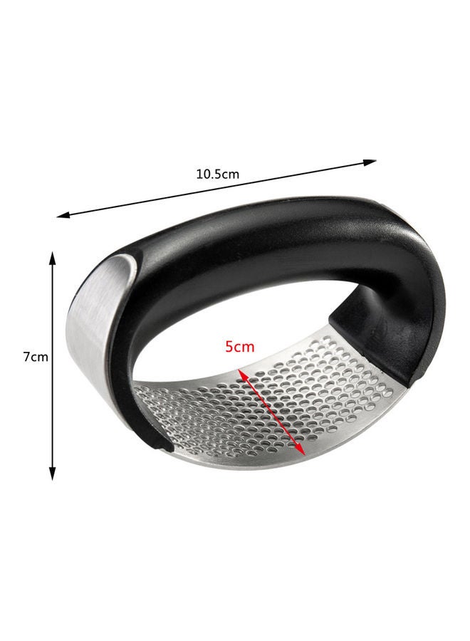 Mini Stainless Steel Garlic Grater with Handle Silver/Black  - Image 2