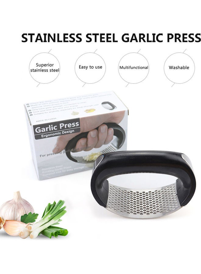Mini Stainless Steel Garlic Grater with Handle Silver/Black  - Image 3
