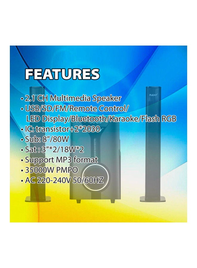 Flexy - 2.1 Channel Home Theater System With Remote HQ80HM Black - Image 1