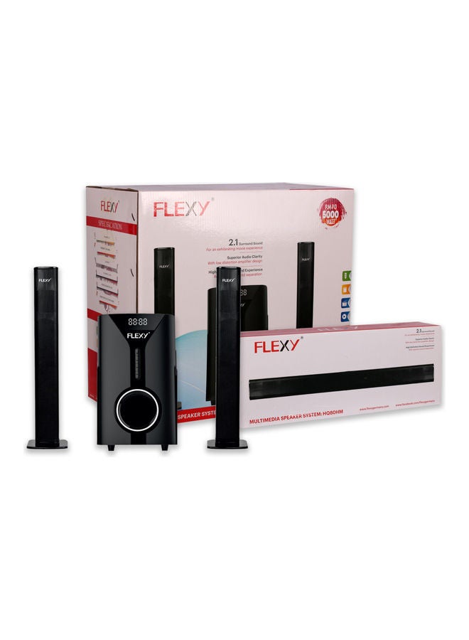Flexy - 2.1 Channel Home Theater System With Remote HQ80HM Black - Image 1