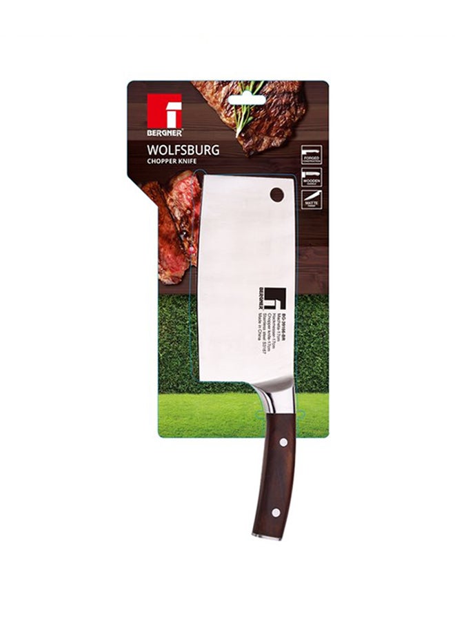 BERGNER - Wolfsburg Chopper Knife Wooden Handle Brown/Silver 17cm - Image 1