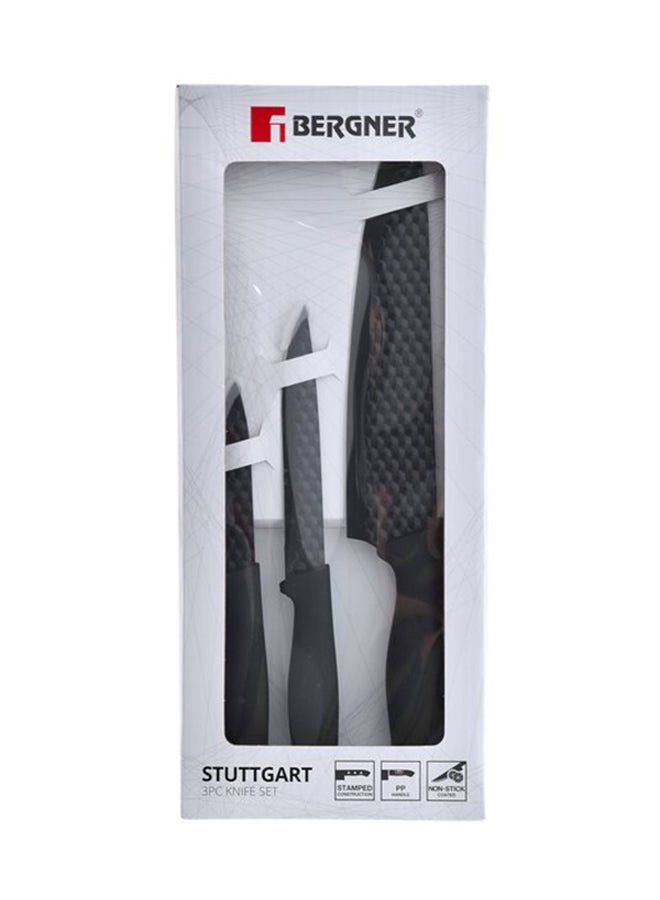 BERGNER 3-Piece Stuttgart Knife Set Black Chef Knife 20.5 Inch, Utility Knife 5.3 Inch, Paring Knife 3.8inch - Image 3