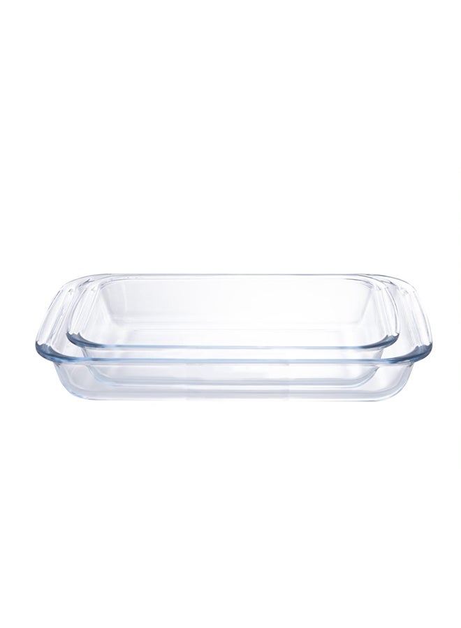 TALIONA 2-Piece Rectangle Glass Baking Dish Set Clear 1/1.6Liters - Image 2