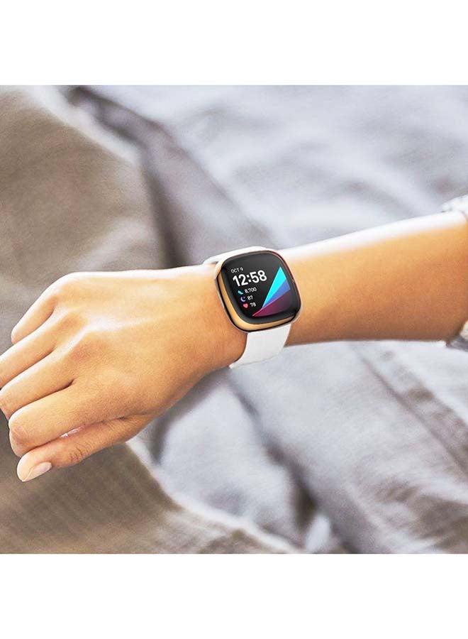 FITME - 3-Piece Screen Protector For Fitbit Versa 3 And Sense Watch 4.50x4.50x1.50cm Clear/Rose Gold/Black - Image 1