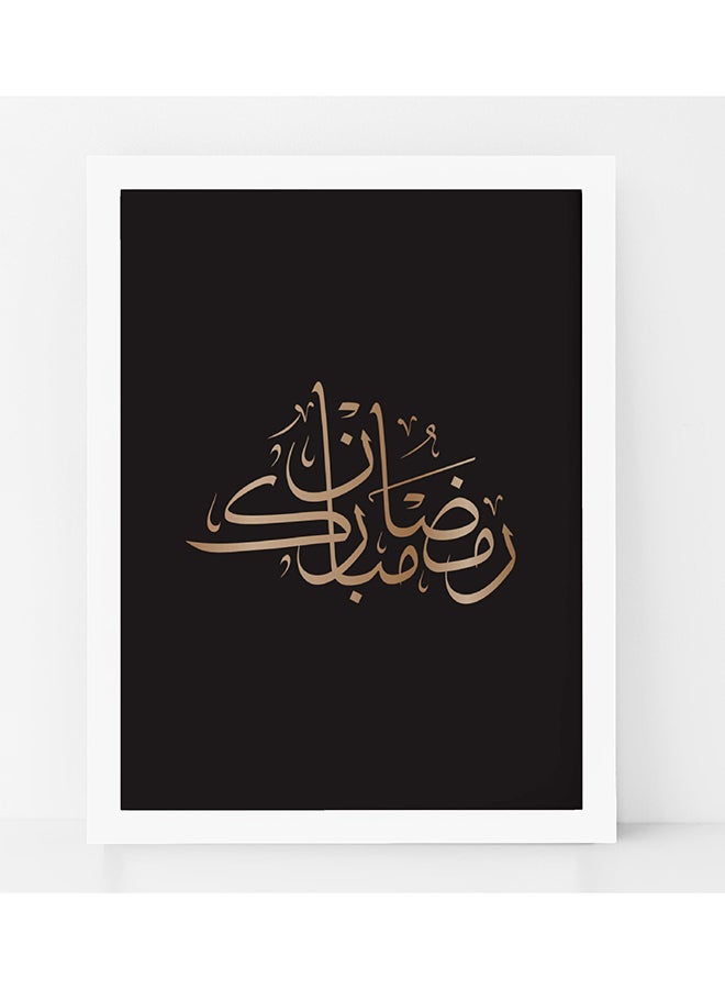 Boomah Accessories Ramadan Mubarak Arabic Calligraphy Poster With Frame Black/Gold 30x40cm 