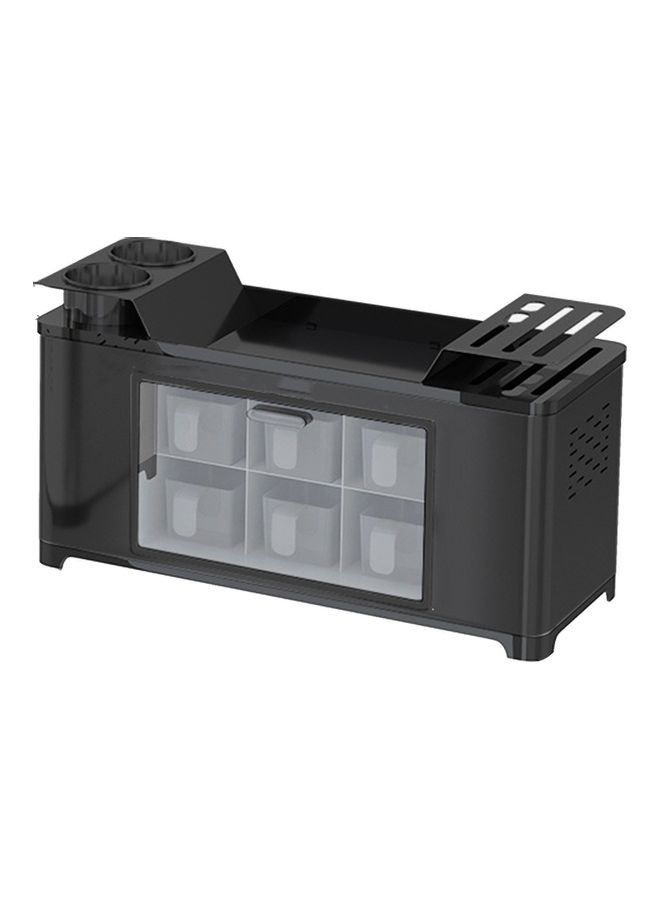 Stainless Steel Spice Storage Rack With Seasoning Jars Storage Box Black/Clear 47x27x22.5cm  - Image 1