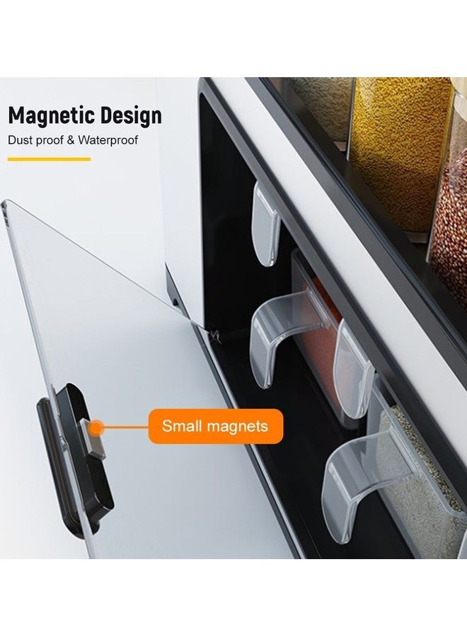 Stainless Steel Spice Storage Rack With Seasoning Jars Storage Box Black/Clear 47x27x22.5cm  - Image 3