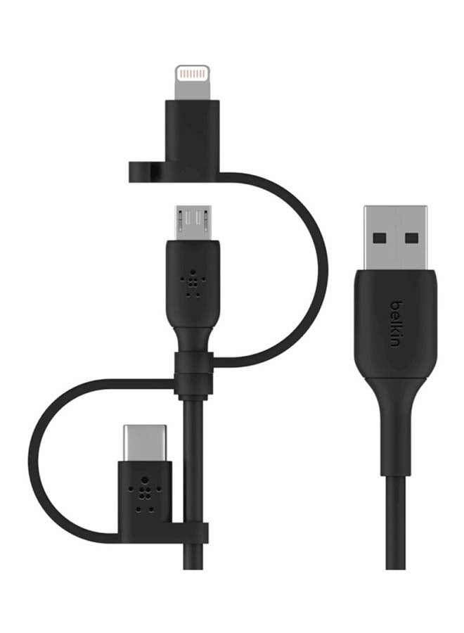 belkin MFi Certified Universal Cable (3in1 USBC Lightning MicroUSB Charging Cable) Charge Smartphones Tablets Power Banks and more (33ft1m) Black  - Image 1