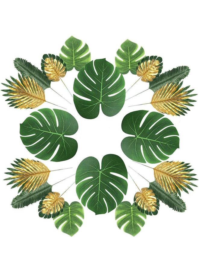 Party with Emma 66-Piece Artificial  Palm And Tropical Leaves Green  - Image 1