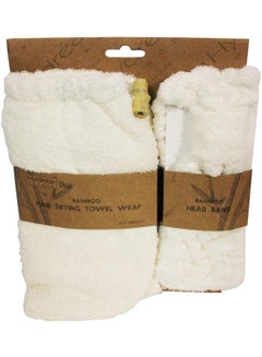 Hydrea London Hair Drying Towel Wrap and Head Band Duo Set White 10grams 