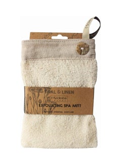Hydrea London Natural Sisal & Linen Exfoliating Square Spa Mitt White 20grams 
