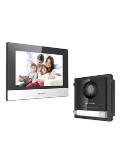 IP Based Video Door Phone/Bell 7-inch Colorful TFT Screen Video Resolution 1080p Wide Angle Coverage BuiltIn Microphone & Loudspeaker Echo Cancellation Water & Dust Resistant (DS-KIS602) Black 16.93cm