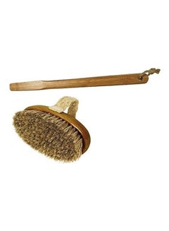 Hydrea London Bamboo Mane and Cactus Bristle Bath Brush with Long Detachable Handle Brown 50grams  - Image 1
