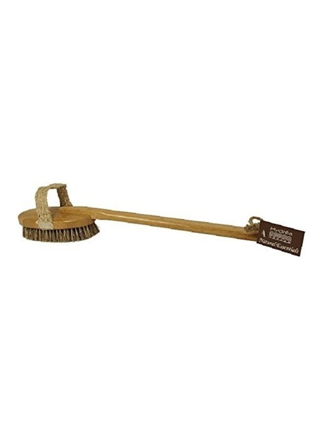 Hydrea London Bamboo Mane and Cactus Bristle Bath Brush with Long Detachable Handle Brown 50grams - Image 2