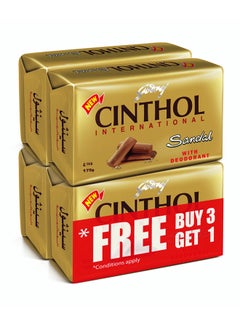 Cinthol Bath Soap Sandal with Deodarant  Germ Protection 175g  Pack of 4  - Image 1