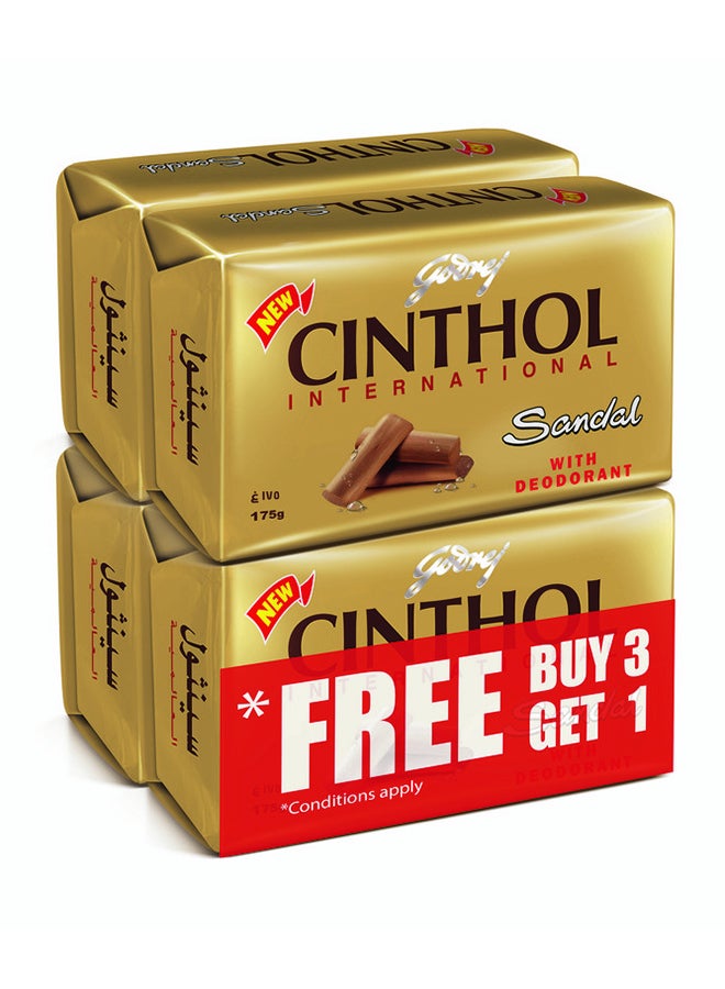 سينثول 4 قطع صابون استحمام بخلاصة الصندل للحماية من الجراثيم القطعة 175 جم - Image 1