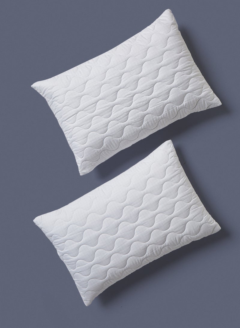 Noon East 2-Piece Pure Home Anti Stress Waterproof Pillow Protector Set White Standard Size - Image 1
