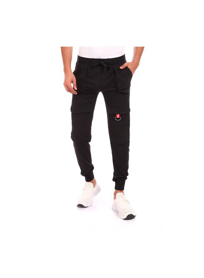 Caesar Elastic Waist With Metal Accessories Baggy Sweatpants Black 