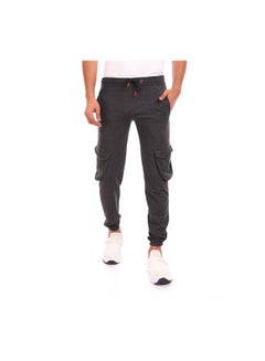 Elastic Waist With Line Baggy Sweatpants Grey