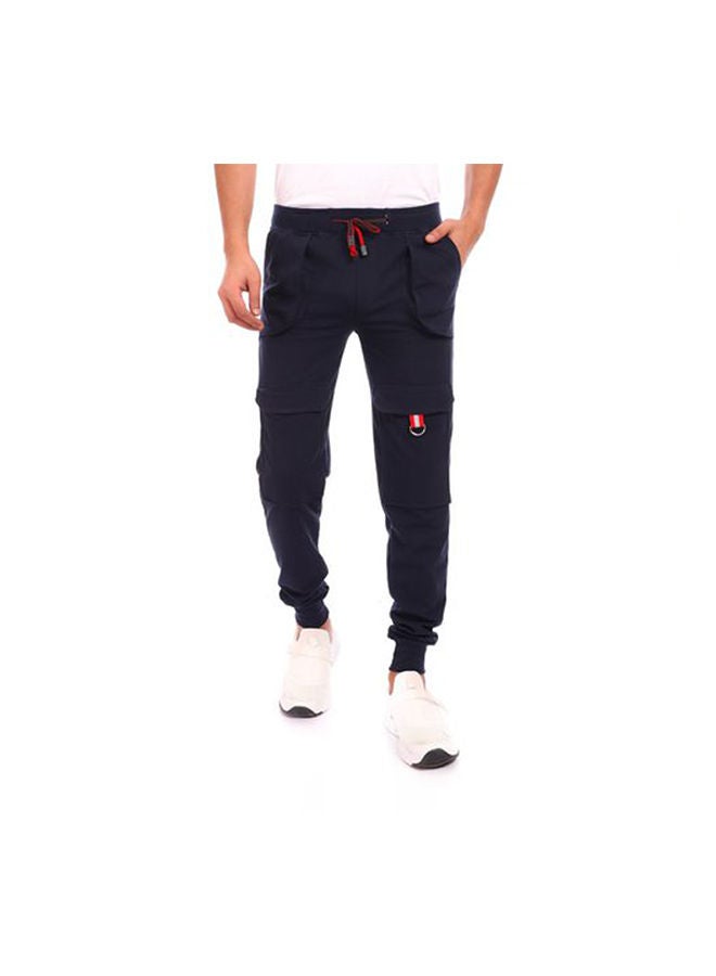 Caesar Elastic Waist With Metal Accessories Baggy Sweatpants Blue 