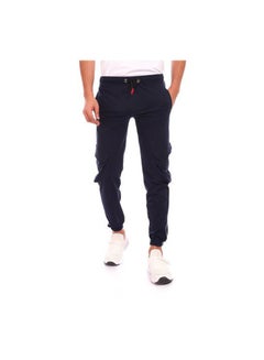 Elastic Waist With Line Baggy Sweatpants Blue