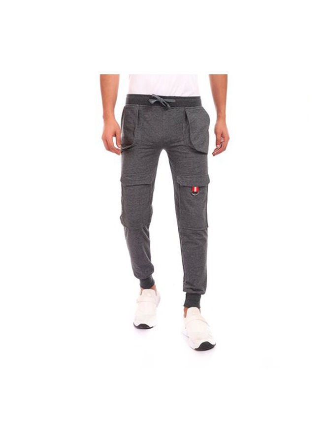 Caesar Elastic Waist With Metal Accessories Baggy Sweatpants Grey 