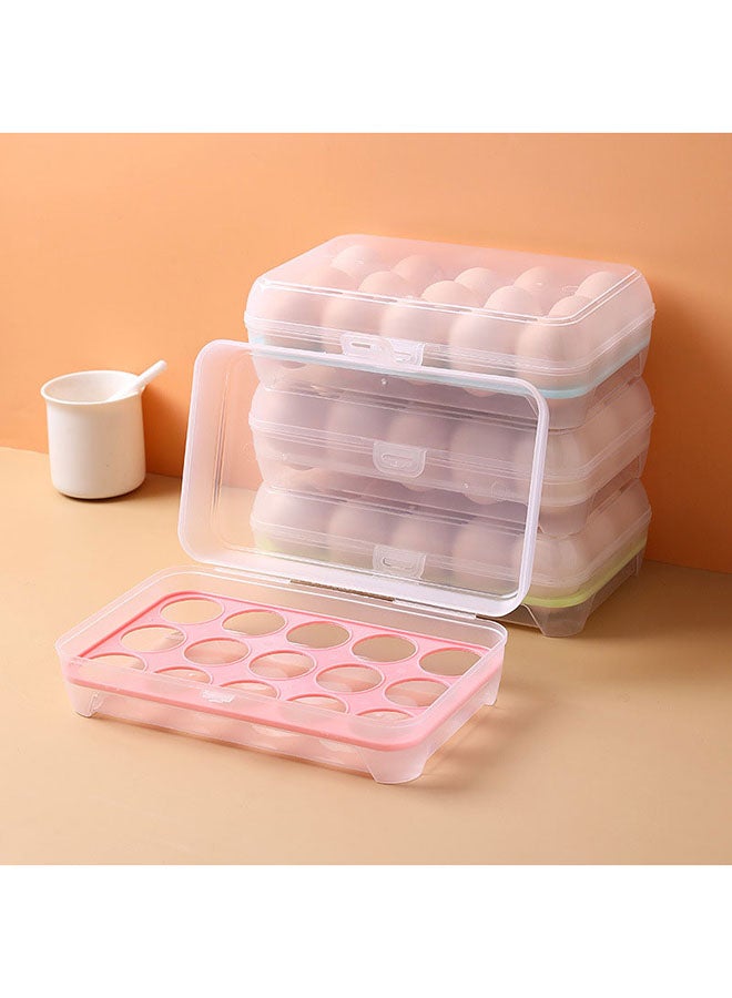 15 Grid Egg Storage Box For Refrigerator Clear/Pink 26x17x7cm - Image 2