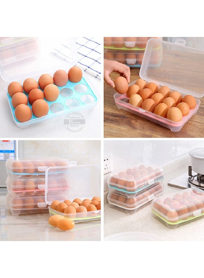 15 Grid Egg Storage Box For Refrigerator Clear/Pink 26x17x7cm - Image 3