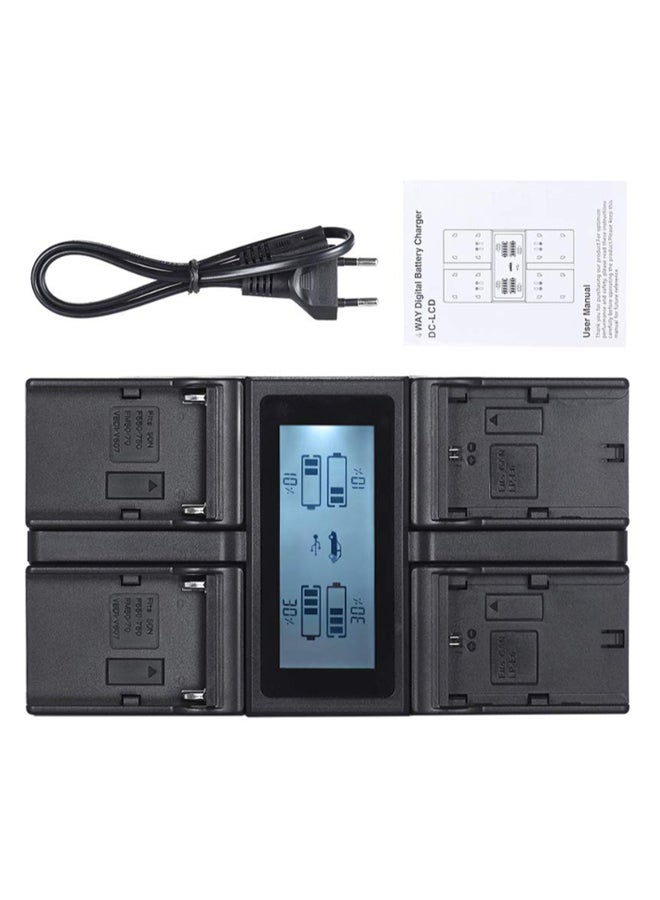 ANDOER 1500.0 mAh 4-Channel Digital Camera Battery Charger With LCD Display For Canon EOS/5DII/5DIII/5DS/5DSR/6D/7DII 60D/80D/70D Black/Blue - Image 1