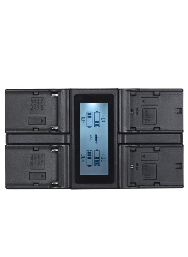 ANDOER 1500.0 mAh 4-Channel Digital Camera Battery Charger With LCD Display For Canon EOS/5DII/5DIII/5DS/5DSR/6D/7DII 60D/80D/70D Black/Blue - Image 2