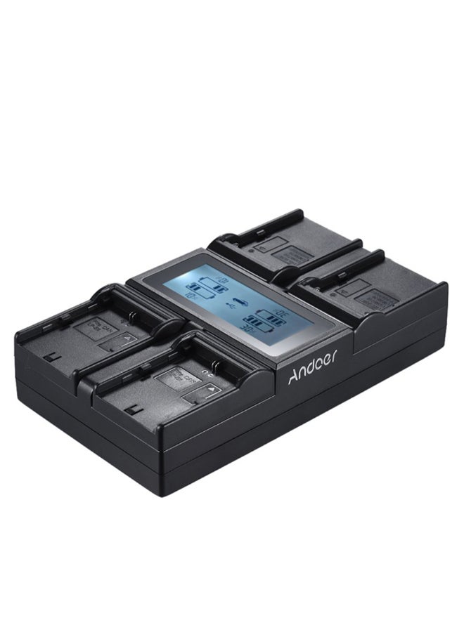 ANDOER 1500.0 mAh 4-Channel Digital Camera Battery Charger With LCD Display For Canon EOS/5DII/5DIII/5DS/5DSR/6D/7DII 60D/80D/70D Black/Blue - Image 3