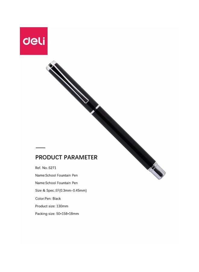 ديلي قلم حبر سائل بريشة معدنية مناسب للمدرسة أسود - Image 2