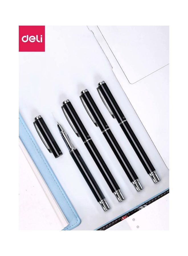 ديلي قلم حبر سائل بريشة معدنية مناسب للمدرسة أسود - Image 3