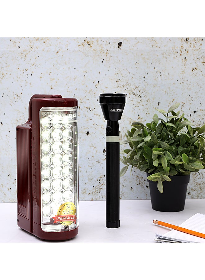 كريبتون - مصباح إضاءة LED قابل لإعادة الشحن مع مصباح يدوي مارون/الأسود 60x30x20سم - Image 1