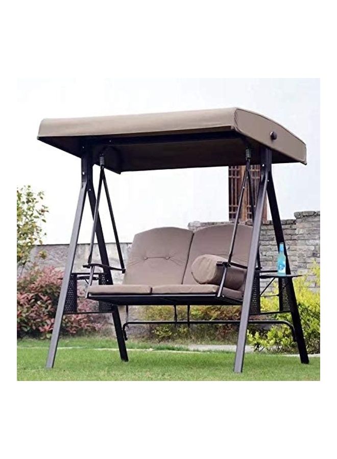 YULAN 2-Seater Swing With Canopy Brown/Black ‎181x55x180cm - Image 1