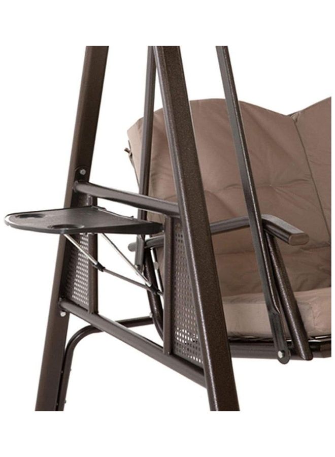 YULAN 2-Seater Swing With Canopy Brown/Black ‎181x55x180cm - Image 2
