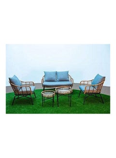 5-Piece Garden Sofa And Table Set Brown/Blue