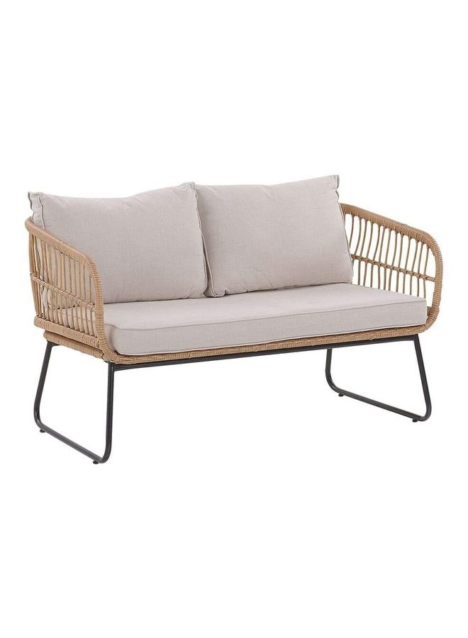 YULAN - 5-Piece Garden Sofa And Table Set Brown/Blue - Image 1