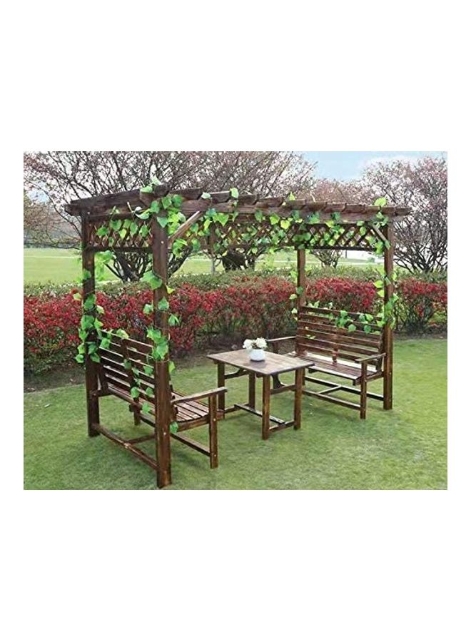 YULAN - 2-Piece Wood Pavilion With Attached Chair And Table Set Brown - Image 1