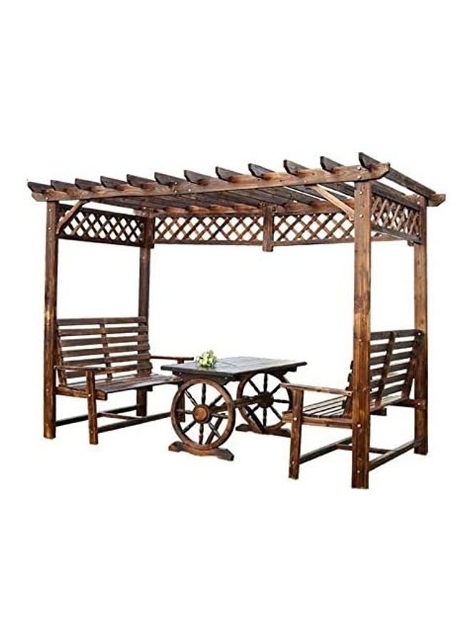 YULAN 2-Piece Wood Pavilion Set Brown - Image 1