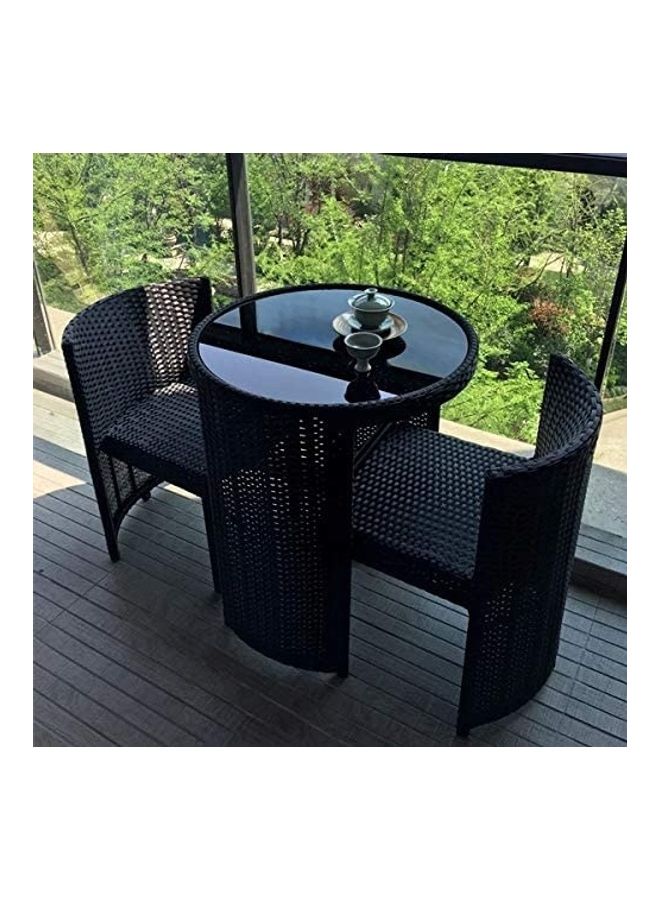 2-Piece Rattan Chair With Glass Top Table Brown