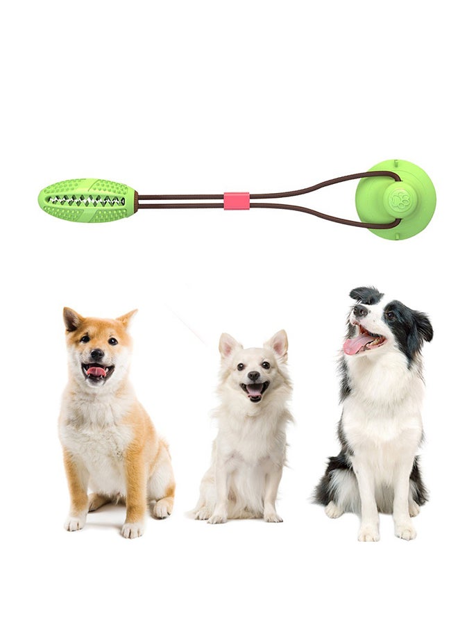 Generic Molar Bite Ball Feeder Interactive Tug Toy With Suction Cup For Teeth Cleaning Green/Black 16x12x12cm  - Image 2