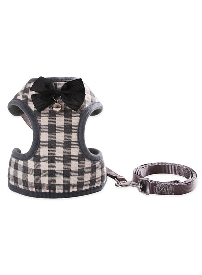 Harness Leash With Bowtie Step In Vest Grey 23.5x16x2cm - Image 1