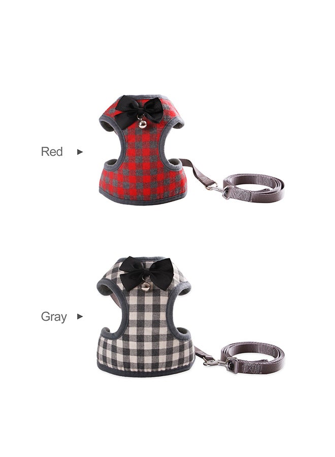 Harness Leash With Bowtie Step In Vest Grey 23.5x16x2cm - Image 4